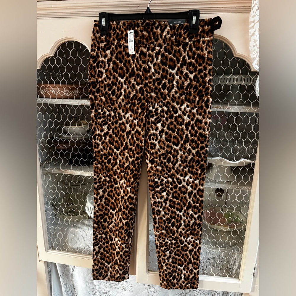Talbots Brown and Black Animal Print Pants Chatham Ankle Pant 2
